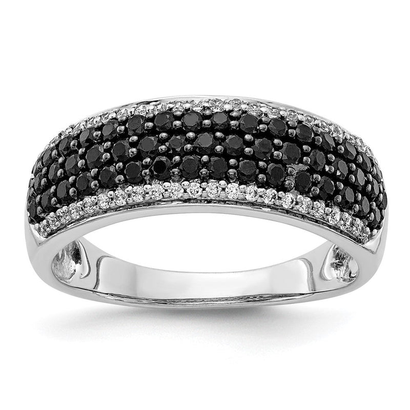 14K Weißgold Ring mit schwarzen Diamanten