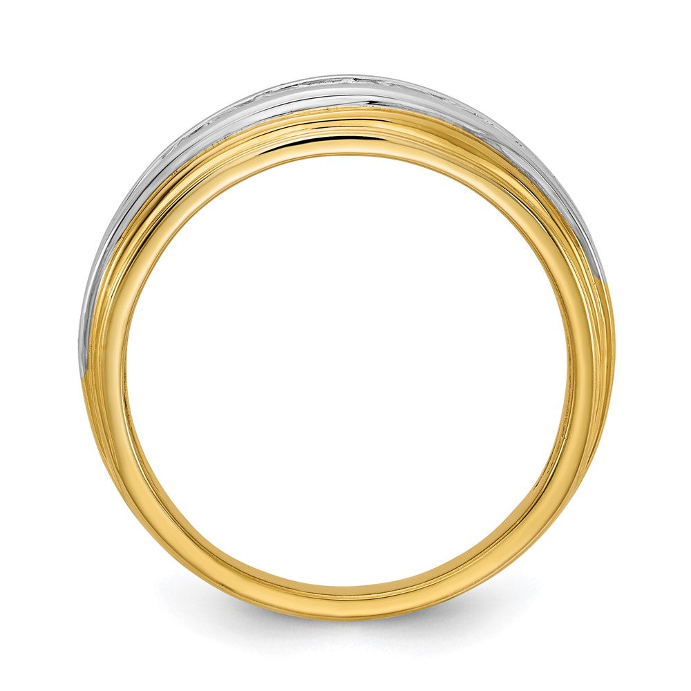 14K Gelb- und Weißgold Ring mit echten Diamanten für Herren