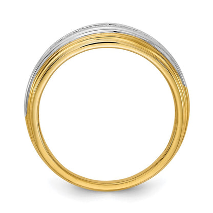 14K Gelb- und Weißgold Ring mit echten Diamanten für Herren