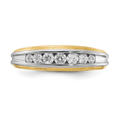 14K Gelb- und Weißgold Ring mit echten Diamanten für Herren