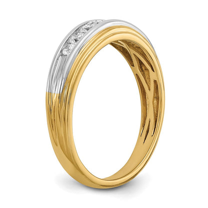 14K Gelb- und Weißgold Ring mit echten Diamanten für Herren