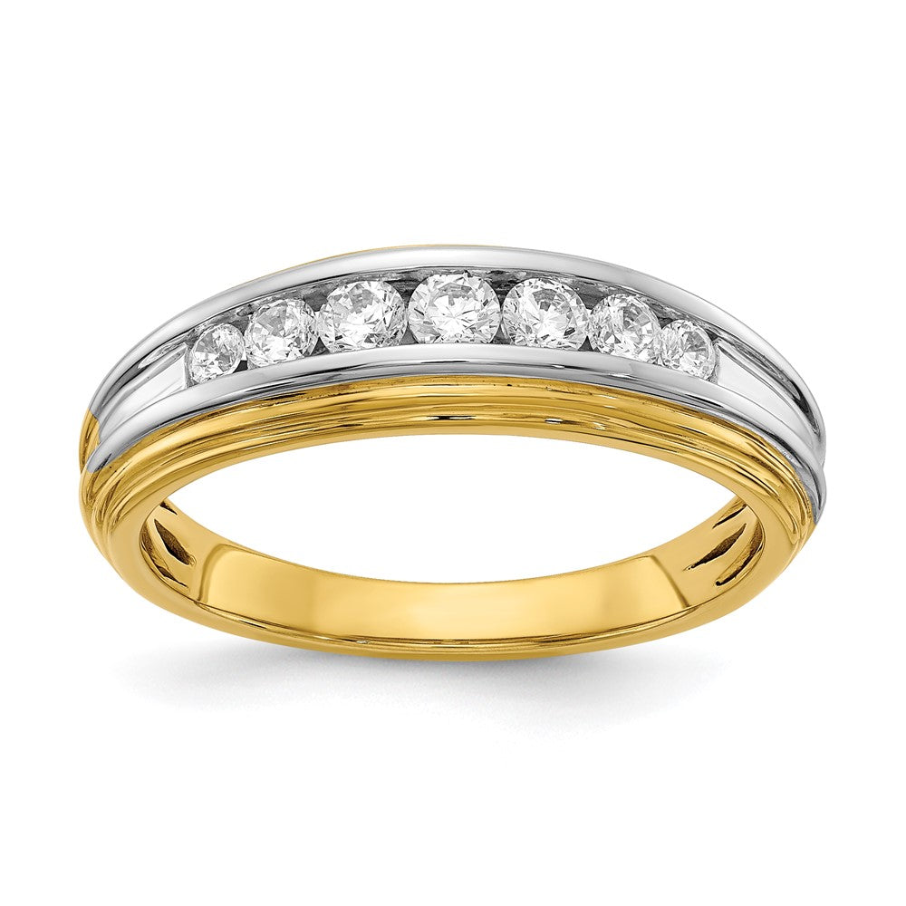14K Gelb- und Weißgold Ring mit echten Diamanten für Herren