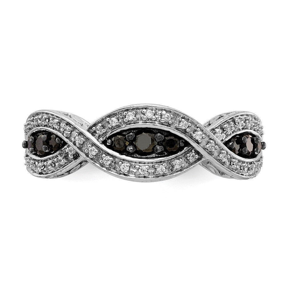 14K Weißgold und Schwarz Diamant Gedreht Ring