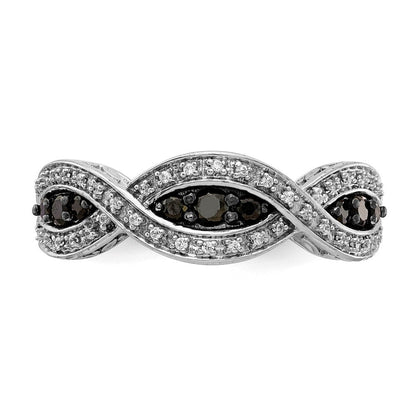 14K Weißgold und Schwarz Diamant Gedreht Ring