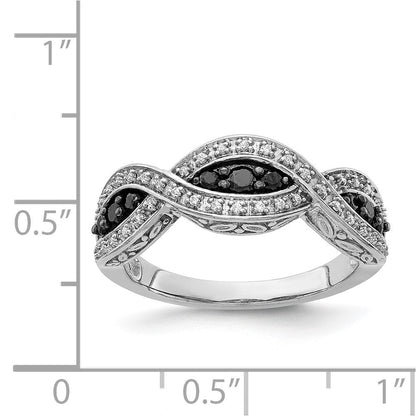 14K Weißgold und Schwarz Diamant Gedreht Ring