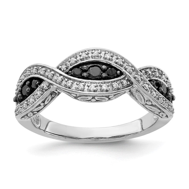 14K Weißgold Ring mit natürlichen Diamanten, gedreht