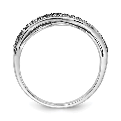 14K Weißgold Schwarz Rhd Fantasie und Diamant Ring