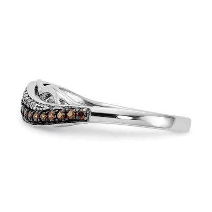 14K Weißgold Schwarz Rhd Fantasie und Diamant Ring