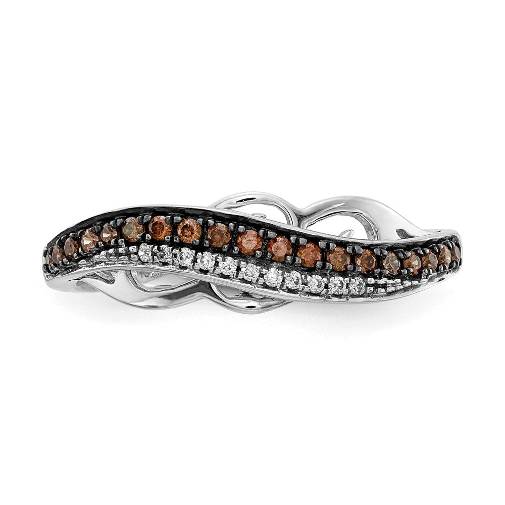 14K Weißgold Schwarz Rhd Fantasie und Diamant Ring