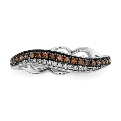 14K Weißgold Schwarz Rhd Fantasie und Diamant Ring