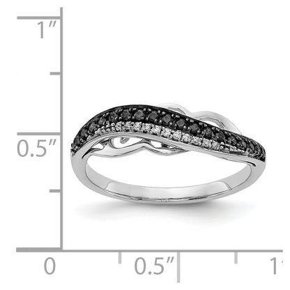 14K Weißgold Schwarz Rhd Fantasie und Diamant Ring