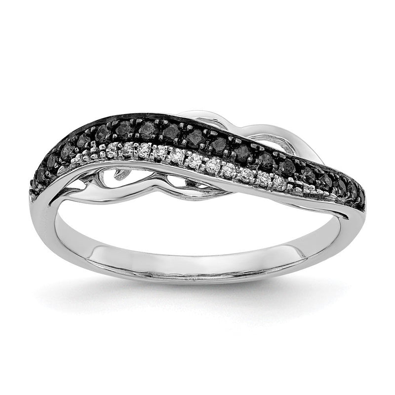 14K Weißgold Fashion-Ring mit schwarzen und weißen natürlichen Diamanten, 0,218 ct. Gesamtgewicht