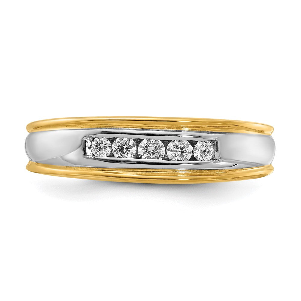 14K Gelb- & Weißgold Herrenring mit echten Diamanten