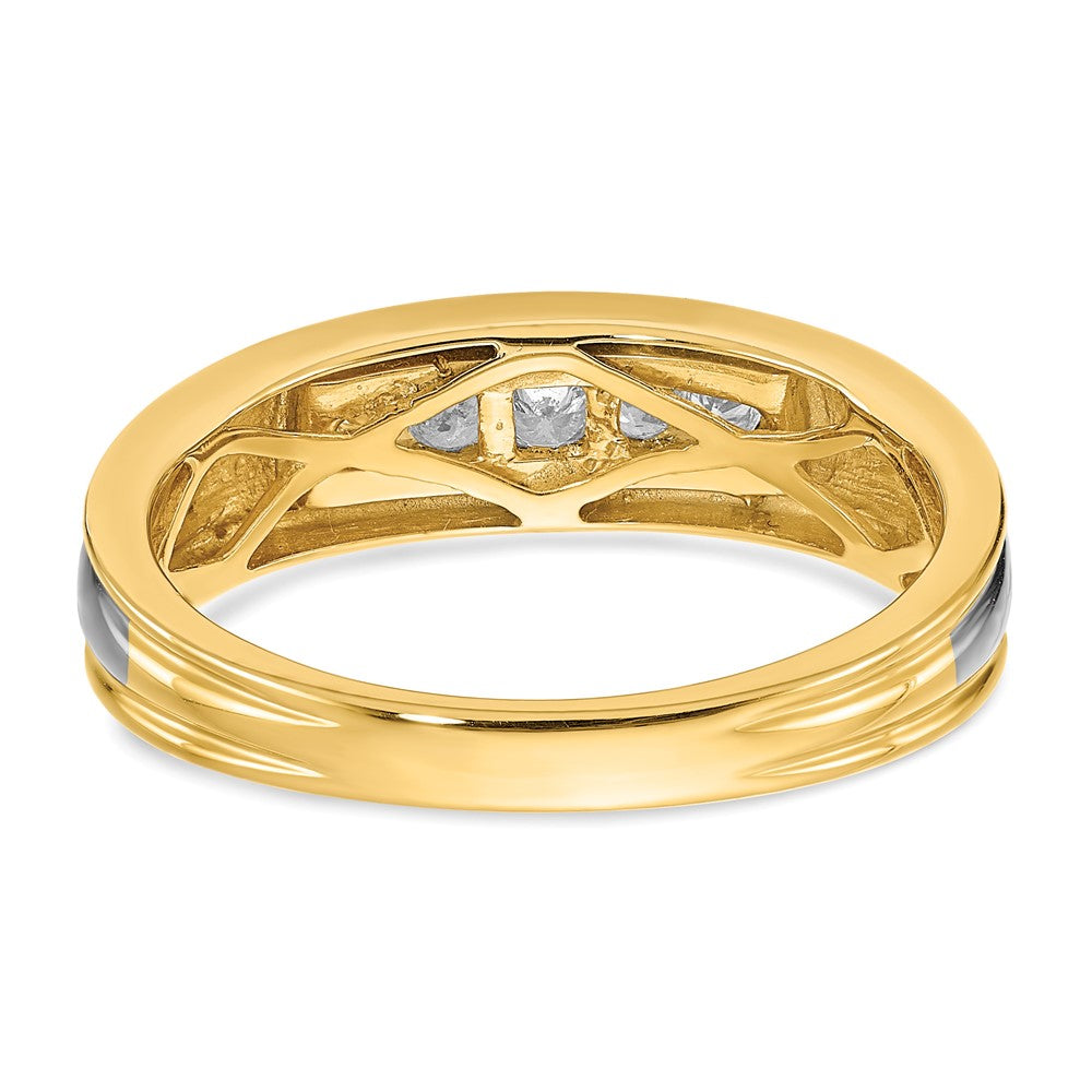 14K Gelb- & Weißgold Herrenring mit echten Diamanten