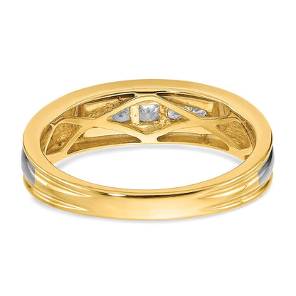 14K Gelb- & Weißgold Herrenring mit echten Diamanten