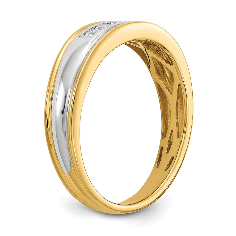 14K Gelb- & Weißgold Herrenring mit echten Diamanten