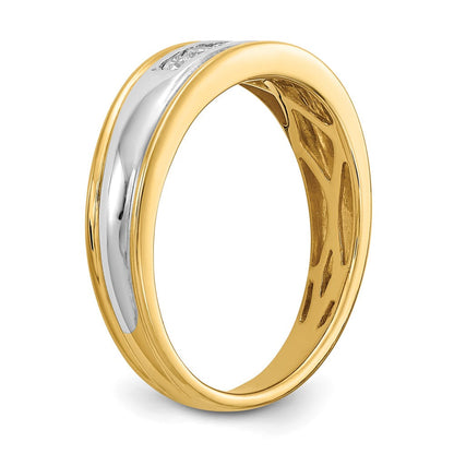 14K Gelb- & Weißgold Herrenring mit echten Diamanten