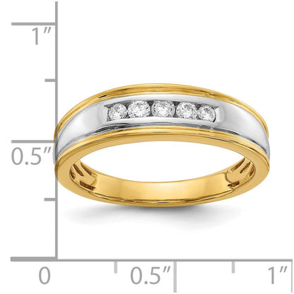 14K Gelb- & Weißgold Herrenring mit echten Diamanten