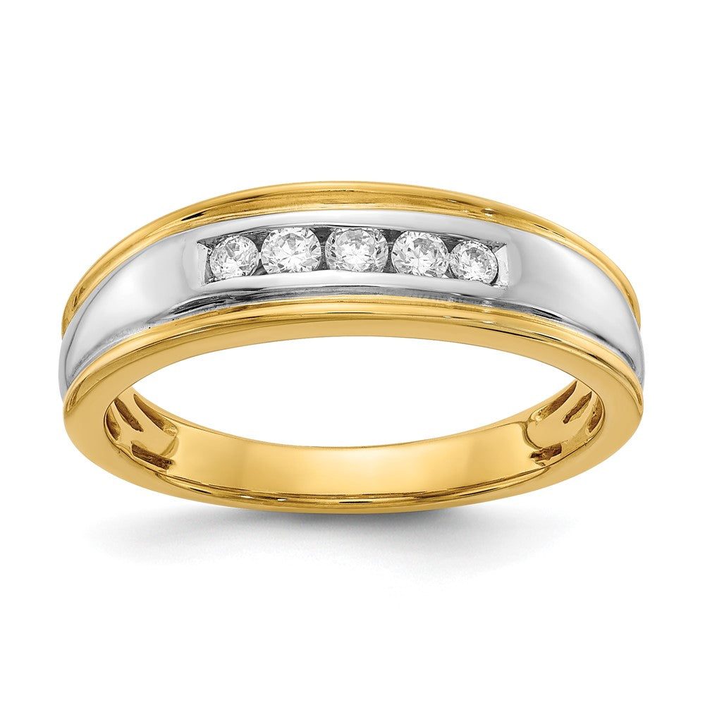 14K Gelb- & Weißgold Herrenring mit echten Diamanten