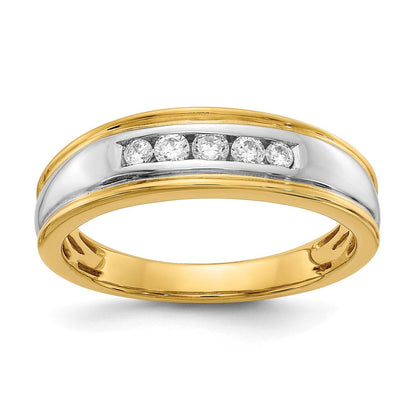 14K Gelb- & Weißgold Herrenring mit echten Diamanten