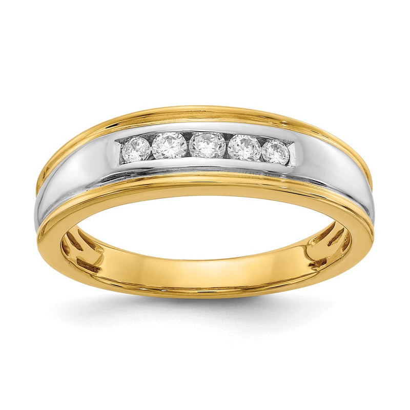 14K Gelb- & Weißgold Herrenring mit echten Diamanten
