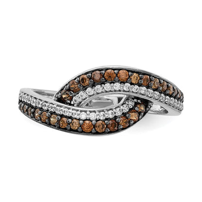 14K Weißgold Champagne Diamant Schwarz Rhodium Ring