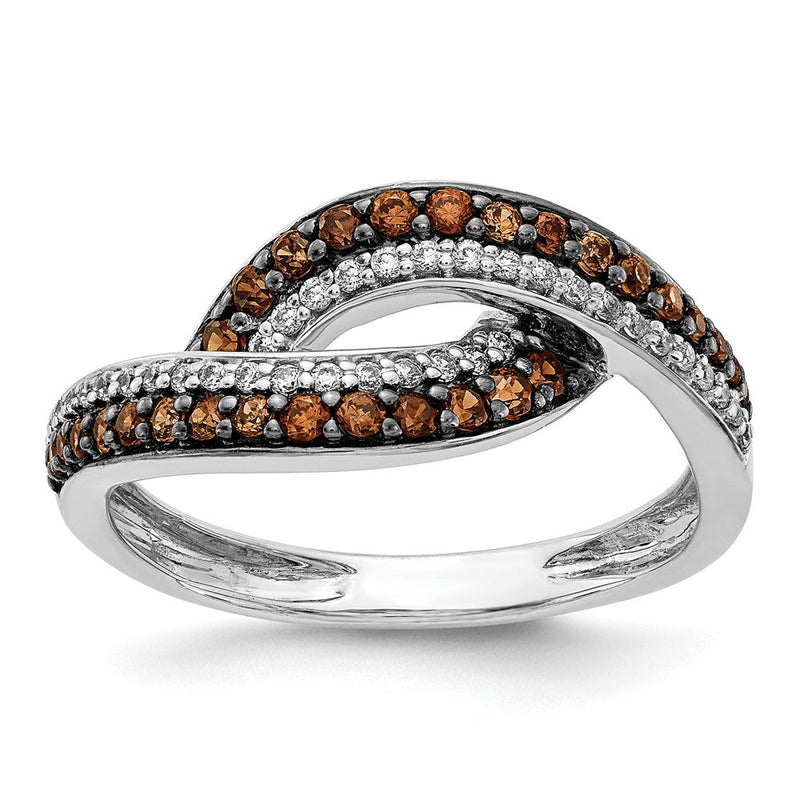 14K Weißgold Ring mit champagnerfarbenem natürlichem Diamant und schwarzer Rhodinierung