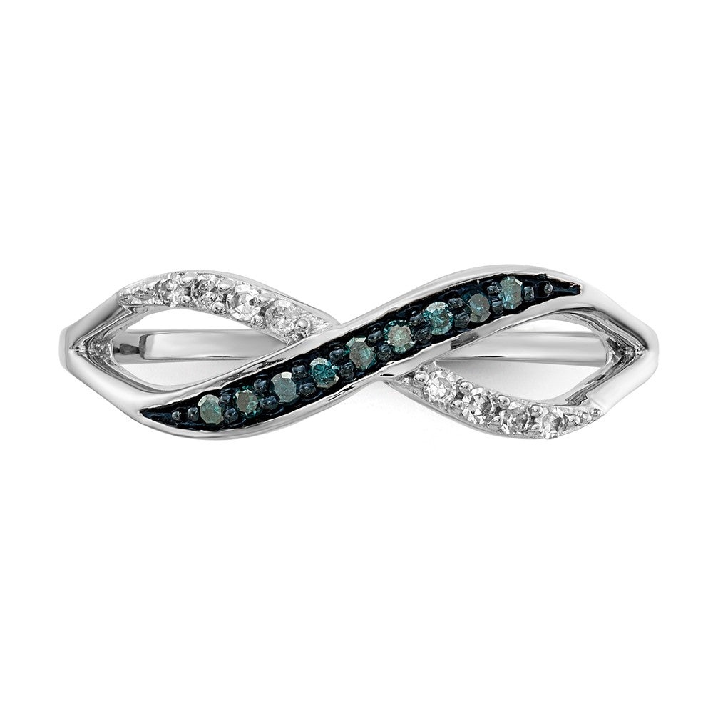 14K Weißgold mit Blau und Diamant Crisscross Ring