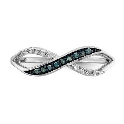 14K Weißgold mit Blau und Diamant Crisscross Ring