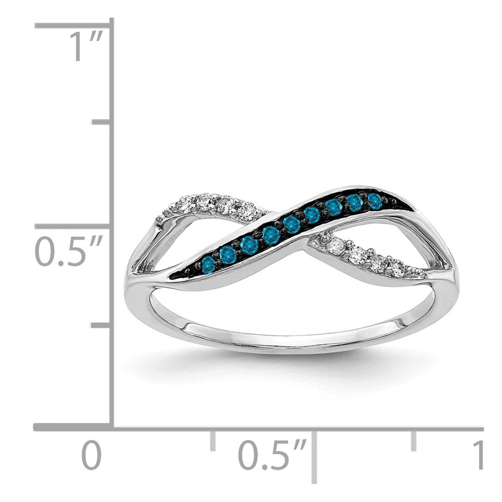 14K Weißgold mit Blau und Diamant Crisscross Ring