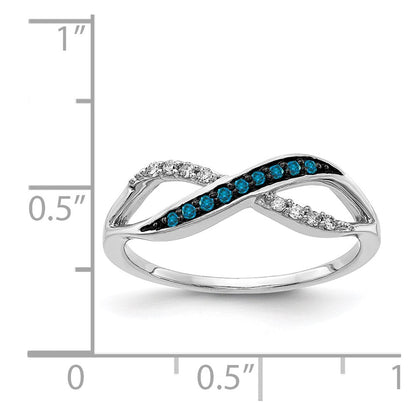 14K Weißgold mit Blau und Diamant Crisscross Ring