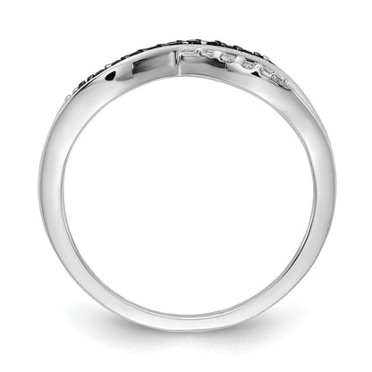 14K Weißgold Bypass-Ring mit schwarzen und weißen natürlichen Diamanten