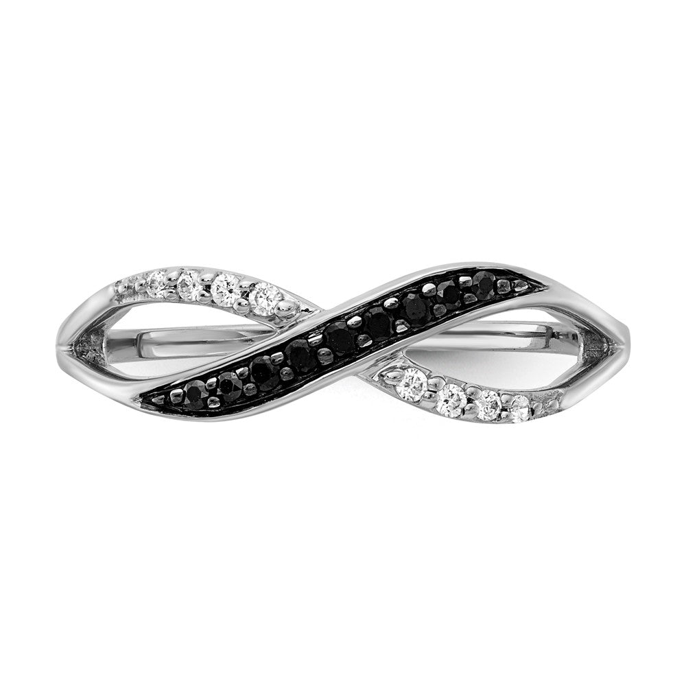 14K Weißgold Bypass-Ring mit schwarzen und weißen natürlichen Diamanten