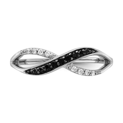 14K Weißgold Bypass-Ring mit schwarzen und weißen natürlichen Diamanten