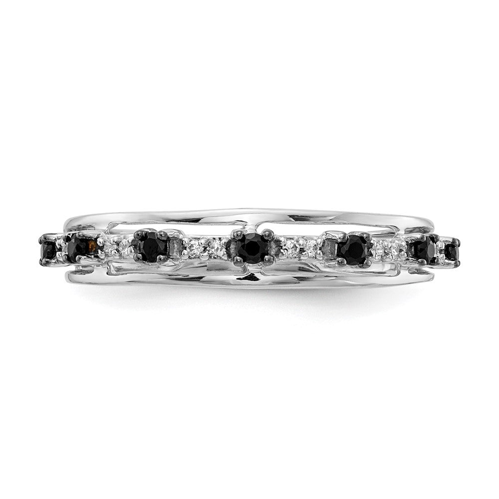 14K Weißgold Ring mit schwarzen und weißen Diamanten