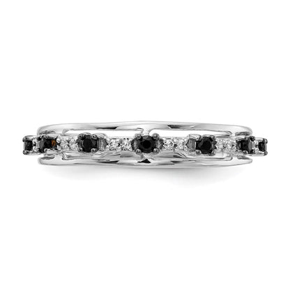 14K Weißgold Ring mit schwarzen und weißen Diamanten