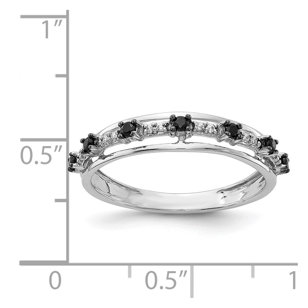 14K Weißgold Ring mit schwarzen und weißen Diamanten