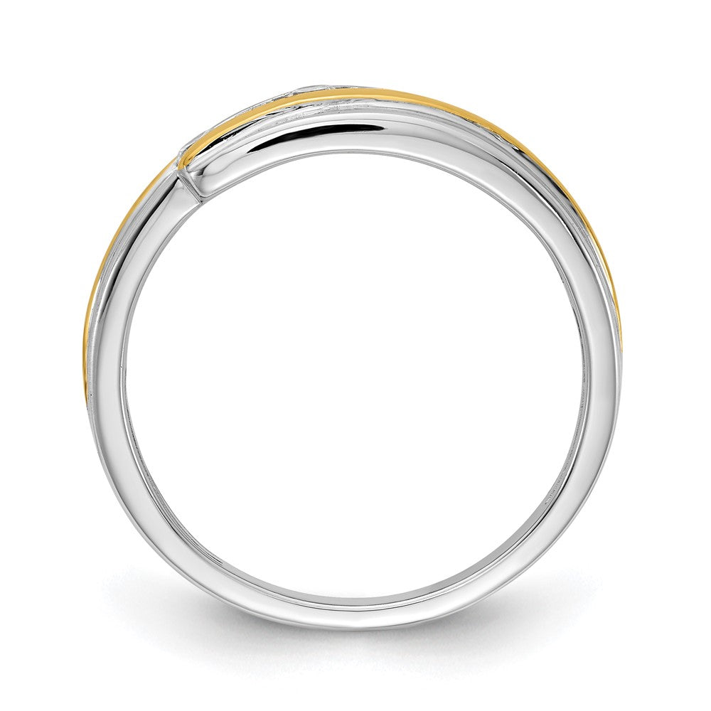 14K Weiß- und Gelbgold Herrenring mit echten Diamanten