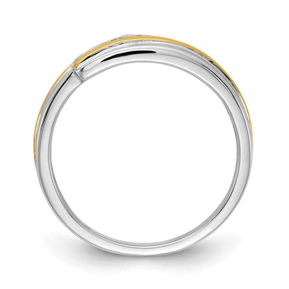 14K Weiß- und Gelbgold Herrenring mit echten Diamanten