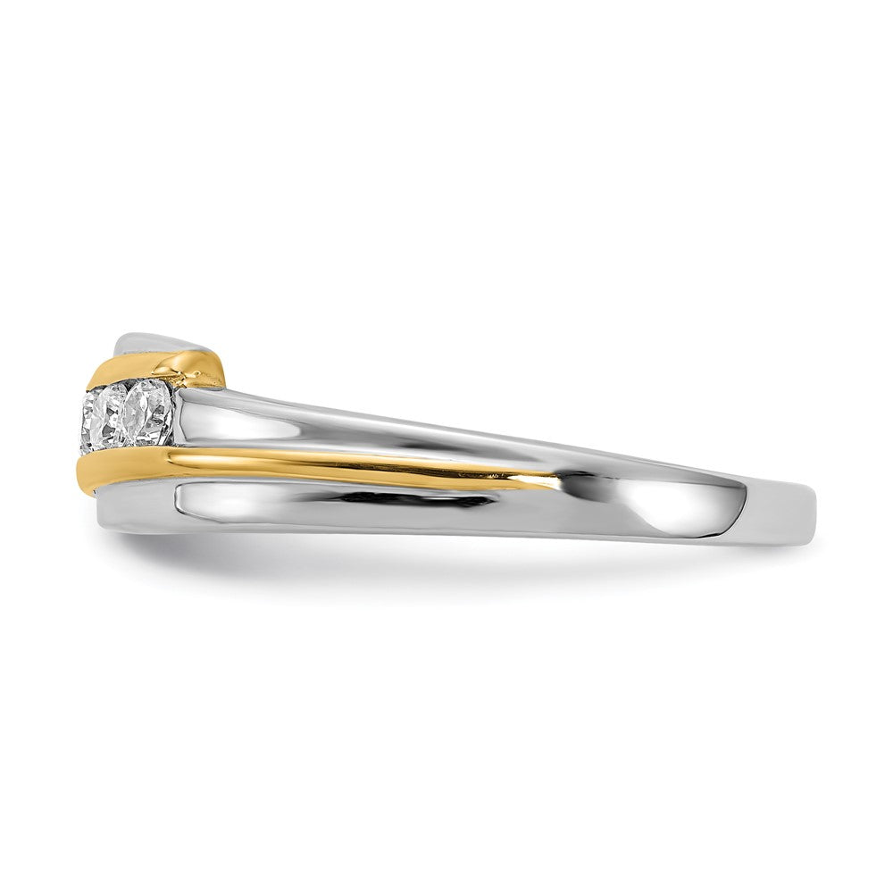 14K Weiß- und Gelbgold Herrenring mit echten Diamanten