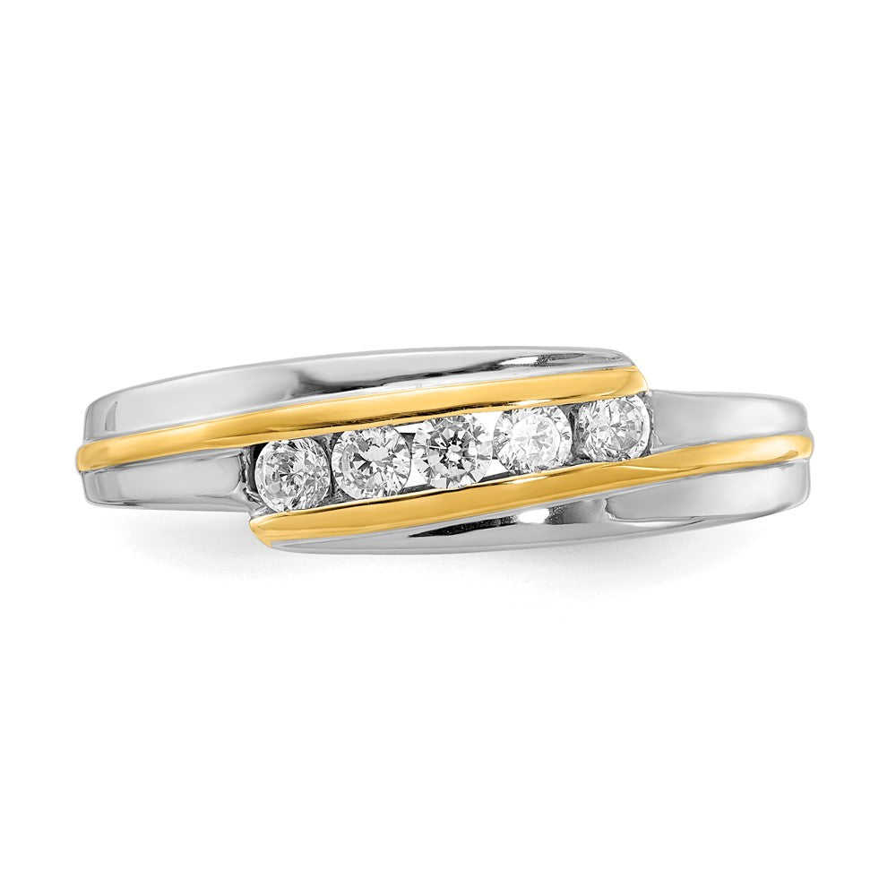 14K Weiß- und Gelbgold Herrenring mit echten Diamanten