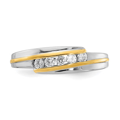 14K Weiß- und Gelbgold Herrenring mit echten Diamanten