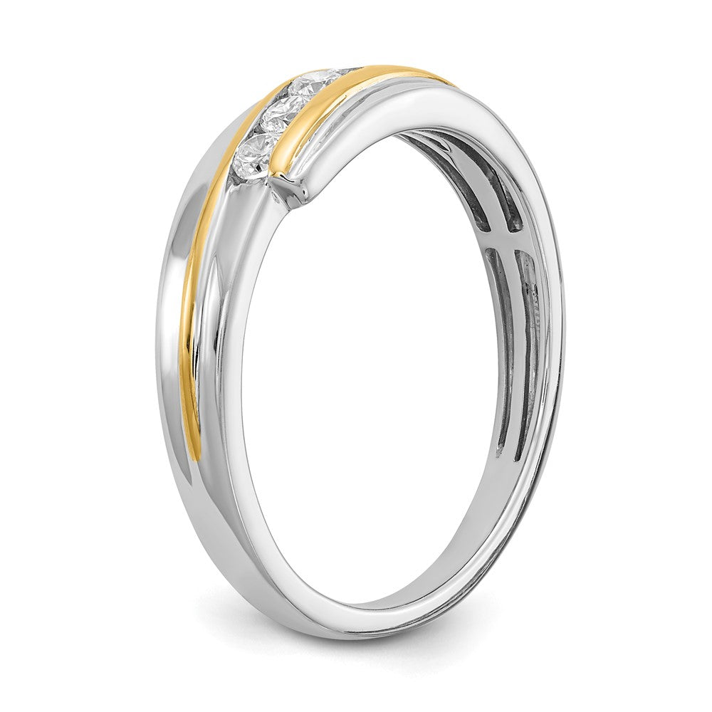 14K Weiß- und Gelbgold Herrenring mit echten Diamanten