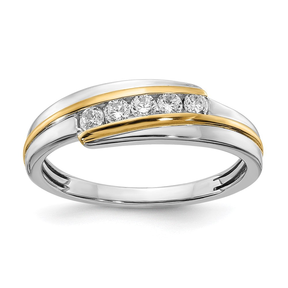 14K Weiß- und Gelbgold Herrenring mit echten Diamanten