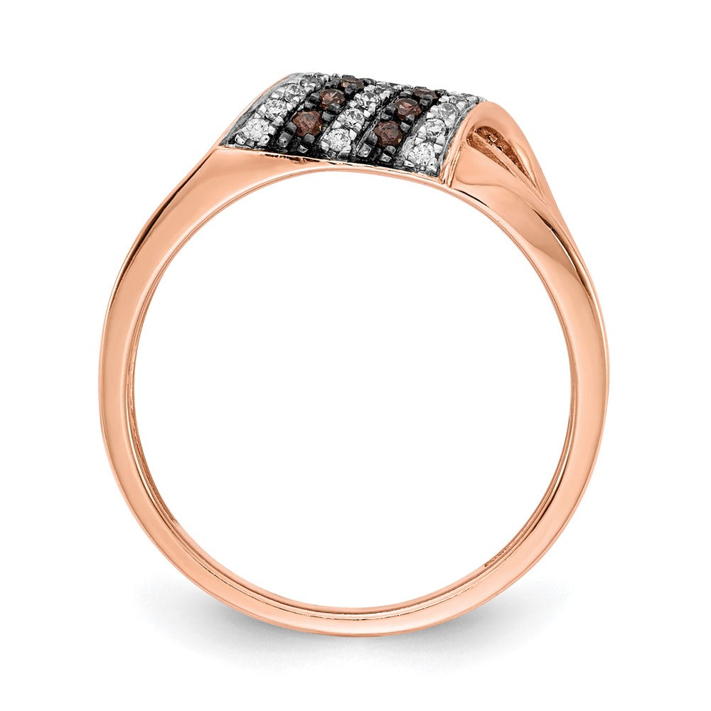 14K Roségold Weiß und Champagne Diamant Ring