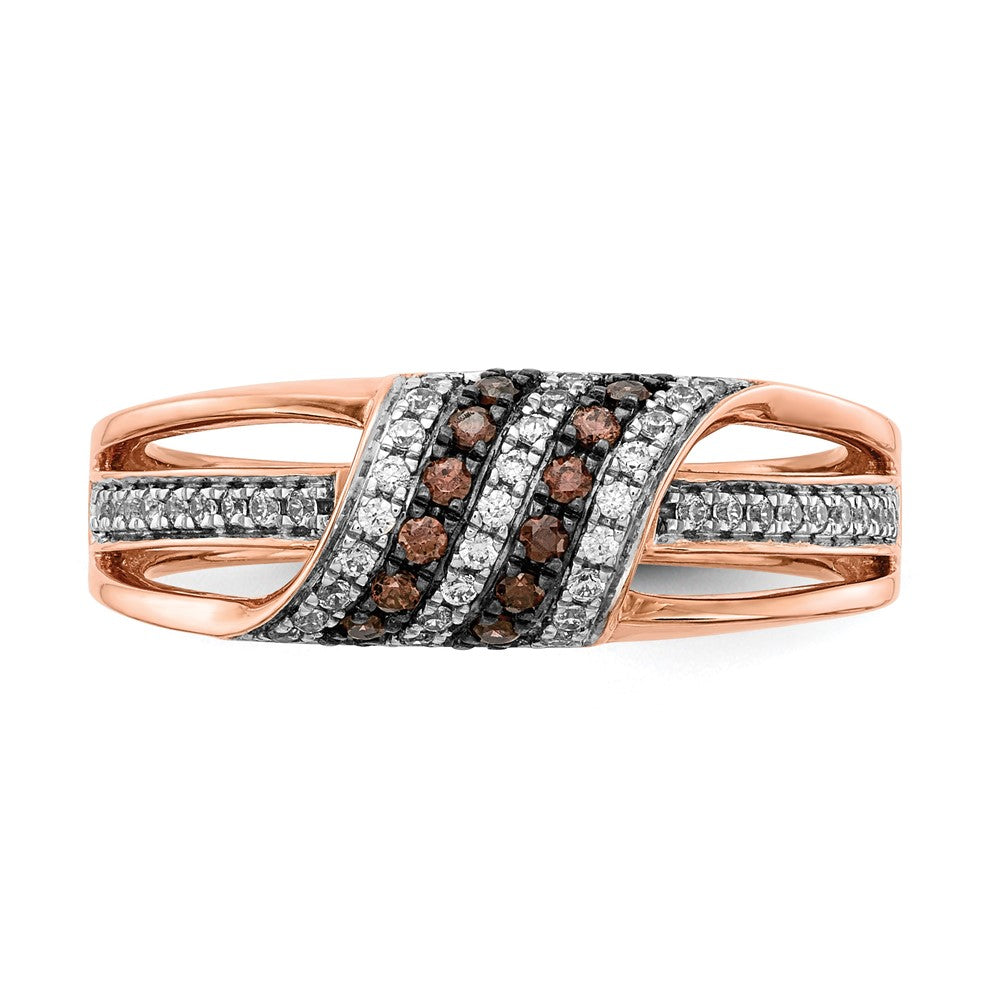 14K Roségold Weiß und Champagne Diamant Ring