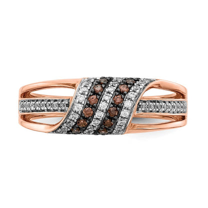 14K Roségold Weiß und Champagne Diamant Ring
