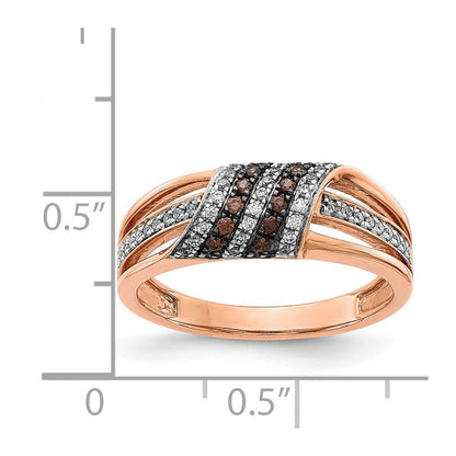 14K Roségold Weiß und Champagne Diamant Ring