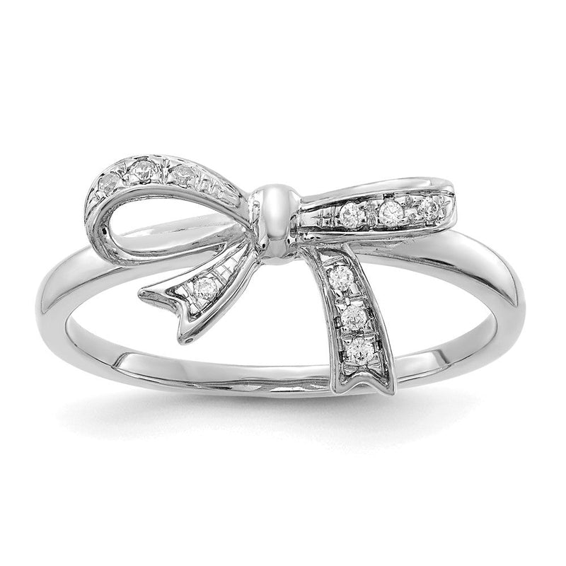 14K Weißgold Ring mit natürlichen Diamanten in Schleifenform