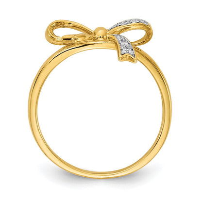 14K Gelbgold Ring mit natürlichem Diamant, rhodiniert